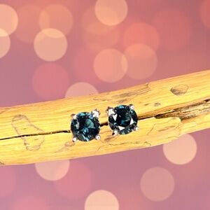 Small London Blue Topaz Earrings Handmade in Sterling Silver 925 , 6mm